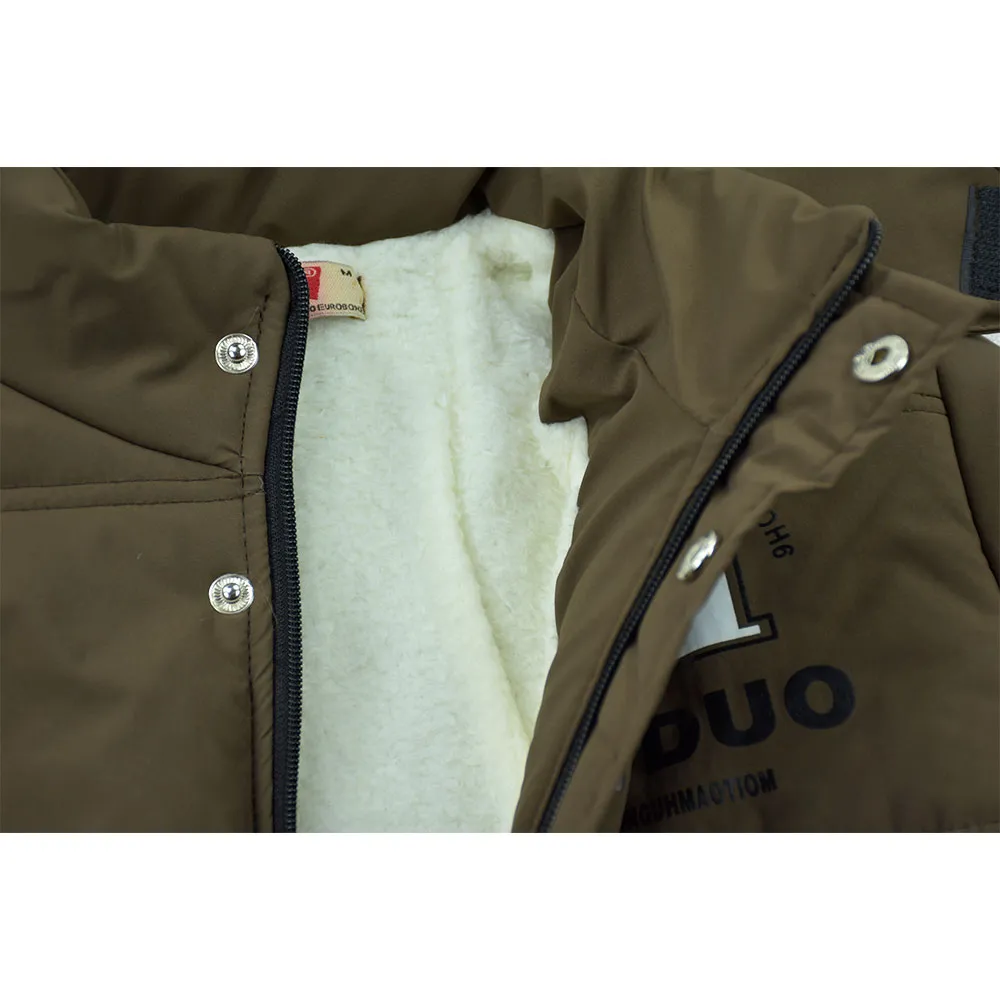 کاپشن پسرانه برزنتی خزدار رنگ قهوه ای