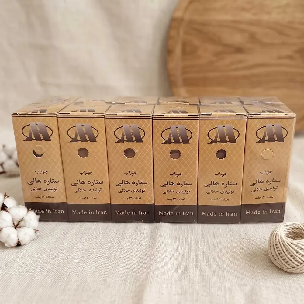 جوراب شیشه ای ستاره هالی رنگ پا بسته 6 عددی