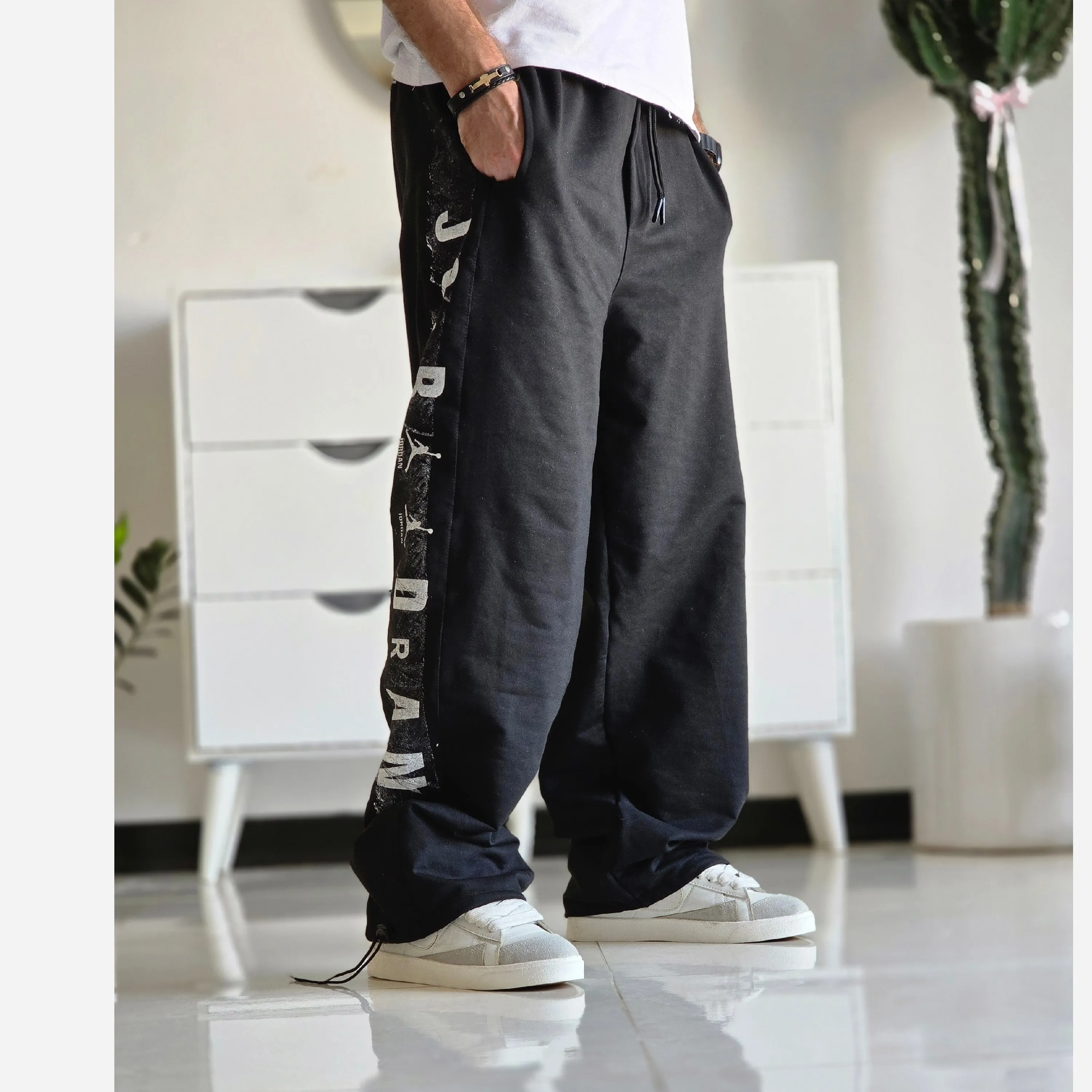 شلوار اسلش بگ جردن مشکی گلکسی اسپان قد 108 سایز XXL XXXL