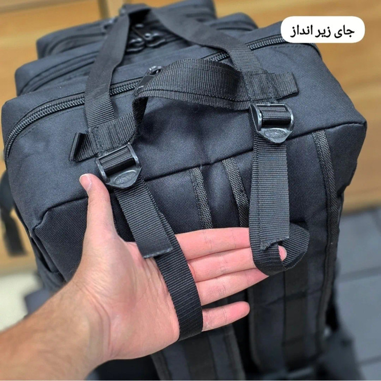 کوله پشتی تاکتیکال برزنتی جادار با جای لپ تاپ و کمربند شکمی