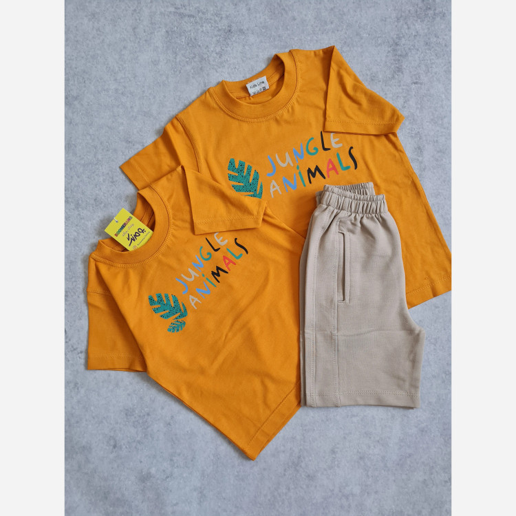ست تیشرت شلوارک بچگانه اسپرت طرح JUNGLE مناسب سن 1 تا 7 سال جنس سوپر نخ پنبه دورو درجه یک