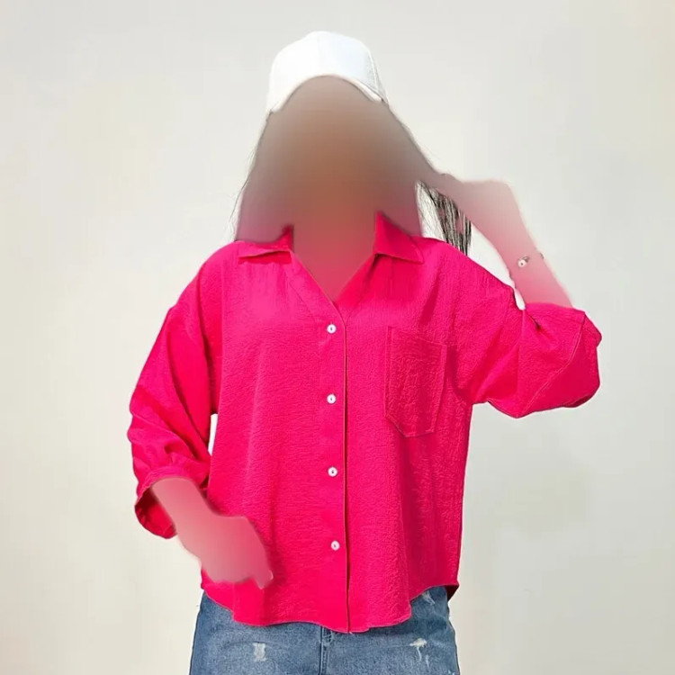 شومیز آستین سه ربع پاستیلی ینزی