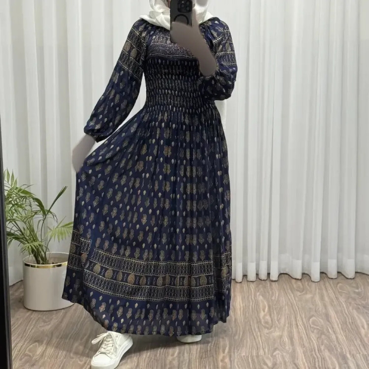 پیراهن کریشه هندی آستین دار فری سایز تا 52 زنانه چهارفصل شیک و راحت بدون آبرفت و رنگ رفت کمربنددار