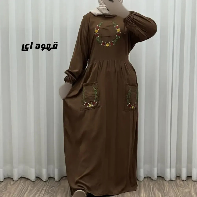 پیراهن نخی گلدوزی زنانه مدل خاطره فری سایز مناسب تا 48