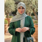 روسری مجلسی طرح سپید قواره 140 نخ کاستوم دور چرخ دوز بدون لیز خوردگی