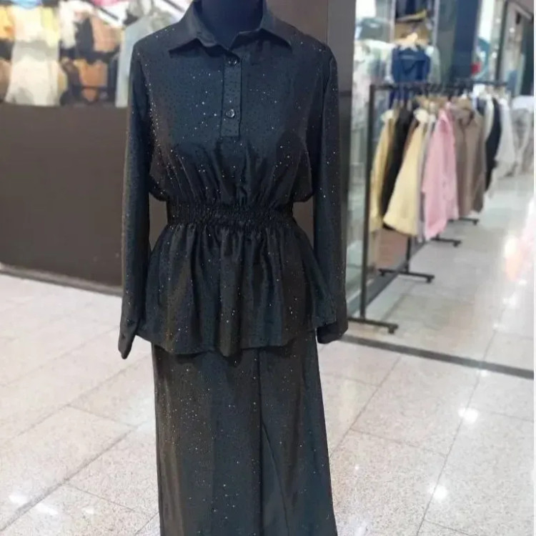 شومیز شلوار عروسکی مجلسی زنانه ساتن ویونا مشکی