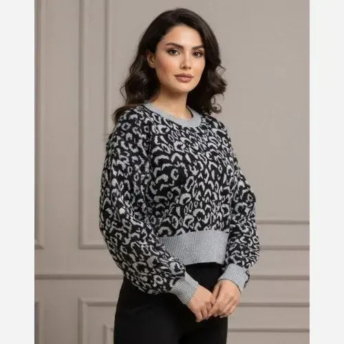 کراپ بافت پلنگی زنانه آکریل درجه یک فری سایز
