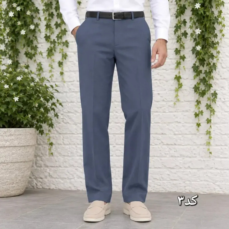 شلوار پارچه ای مردانه راسته کلاسیک نخی پارچه f رنگ ثابت سایز 42 تا 54